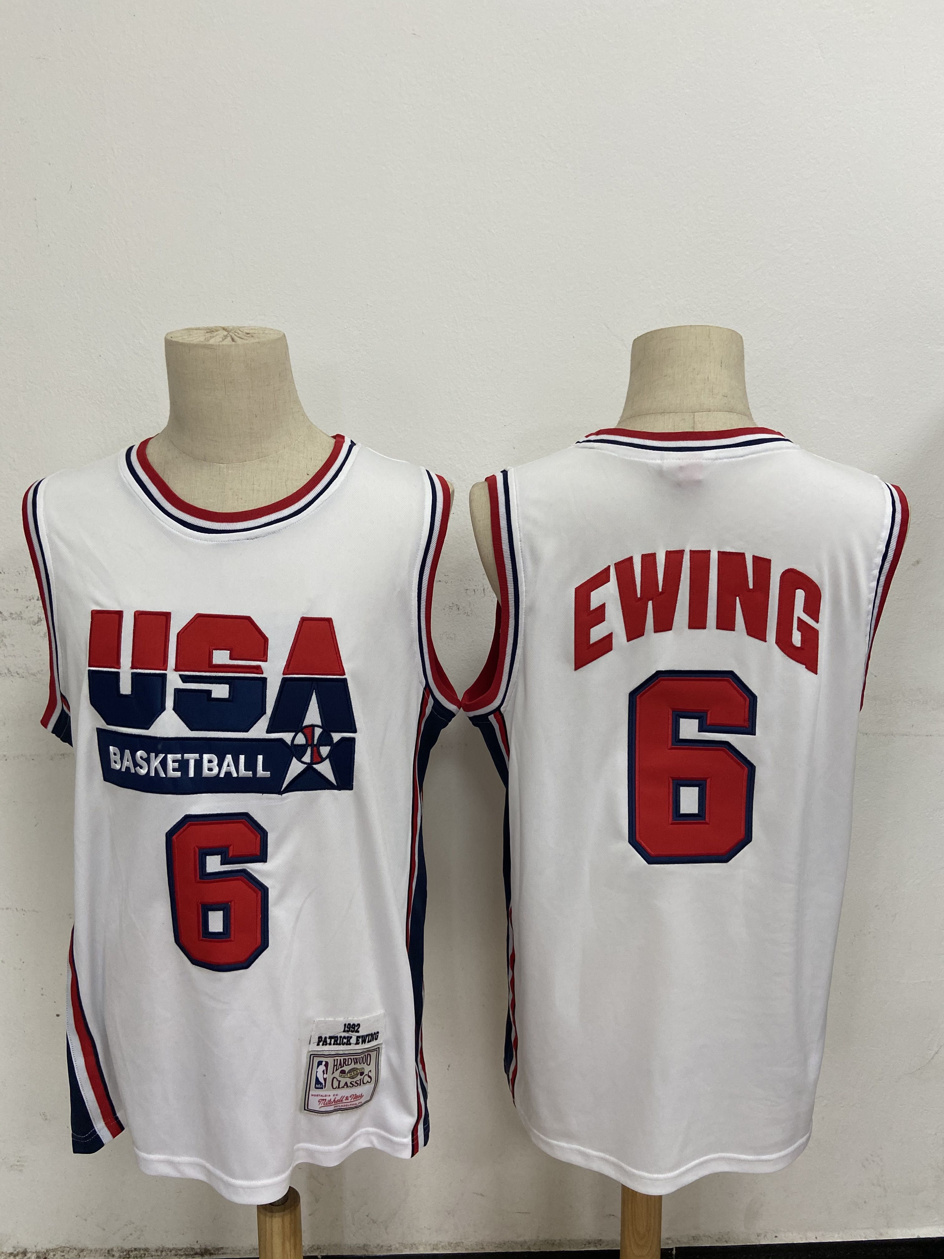 Cheap Men USA Basketball 6 Ewing White Stitched Throwback NBA Jersey